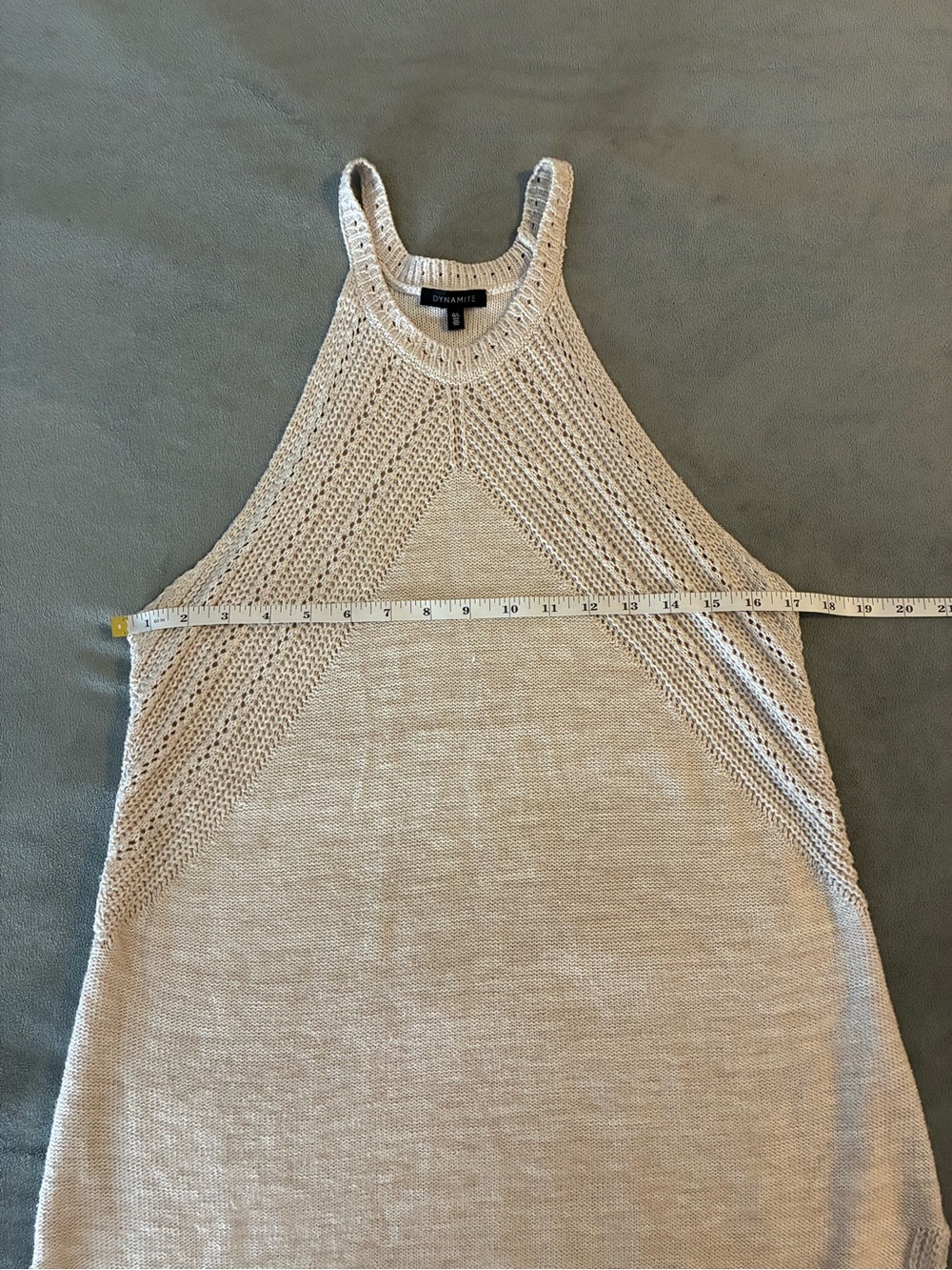 Dynamite Beige Knit Mini Dress Halter Crochet - Picture 8 of 10